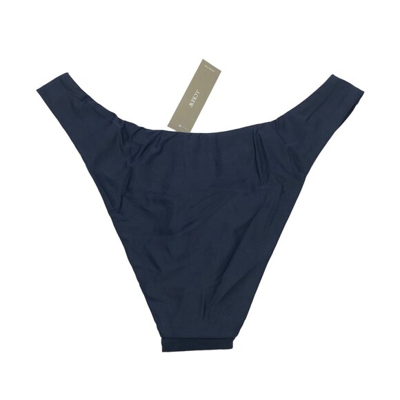 J Crew Curved-Waist Cheeky Bikini Bottom Mid-Rise High-Cut Leg Navy Blue 2X - Picture 2 of 3